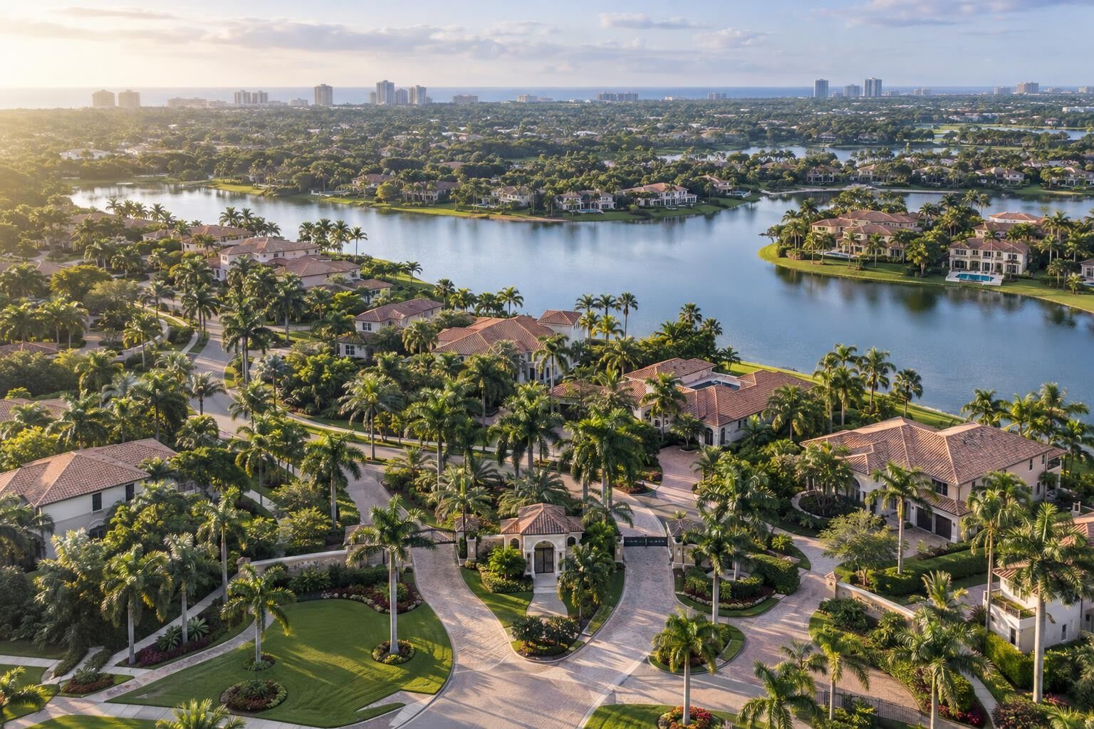 Aerial view of a Palm Beach County residential community