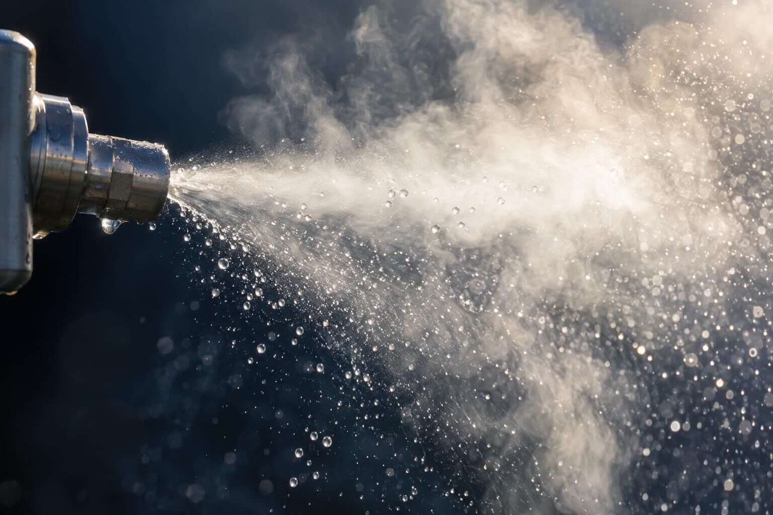 Hot water and steam from a stainless steel nozzle